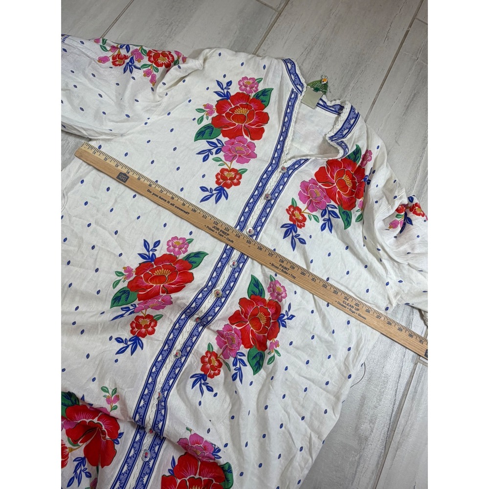 Farm Rio Flowers Beach Off White Floral Embroidered Midi Dress L NEW 322611 - Picture 5 of 10